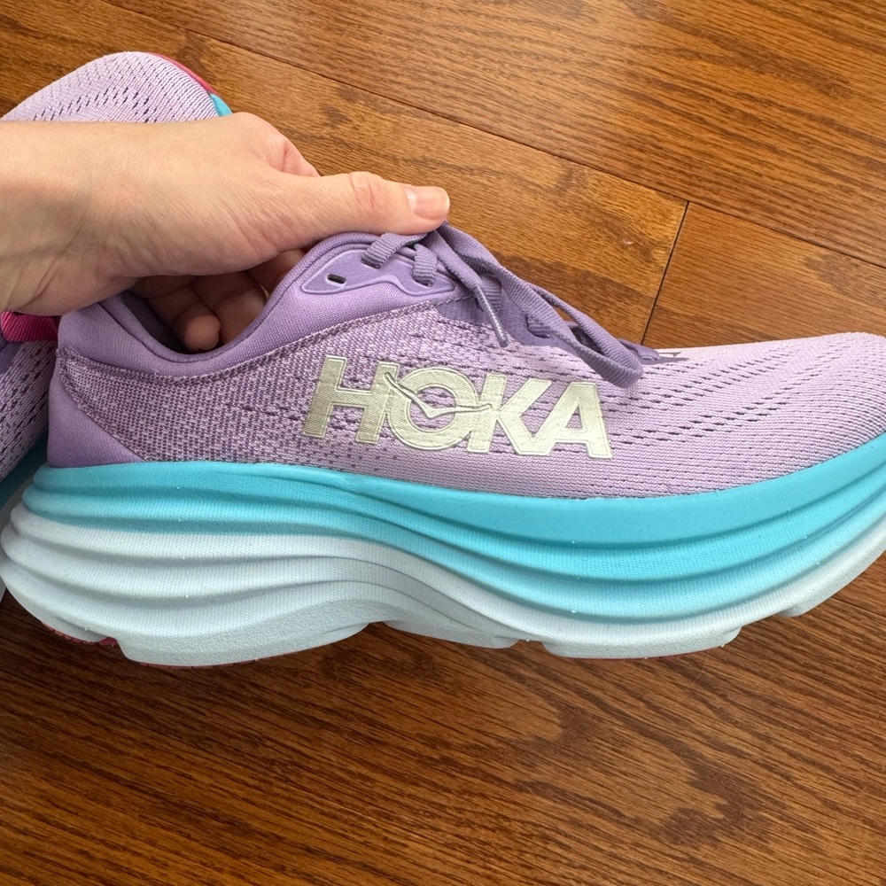 Hoka Sneakers Size 6.5 NWOT Bondi 8 Chalk Violet/Pastel Lilac - Picture 11 of 12
